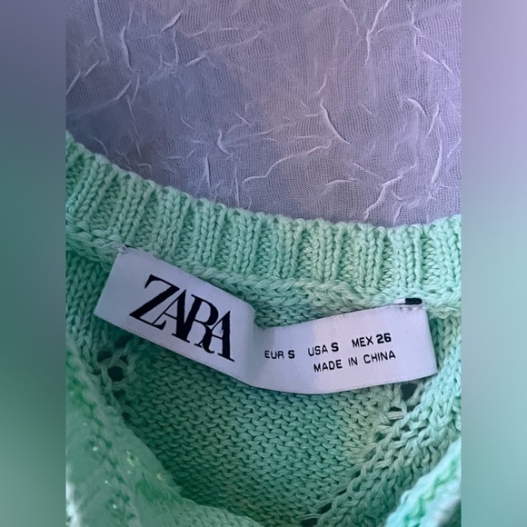 Zara Cropped Mint Knit Top - Picture 9 of 12